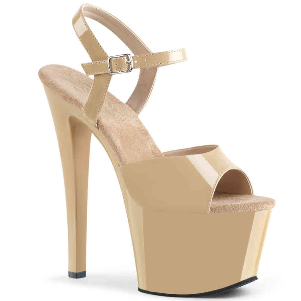 Pleaser - SKY309 Sandale à bride à la cheville, Pole dance chaussures - Chaussures de pole dance - Crème Product image